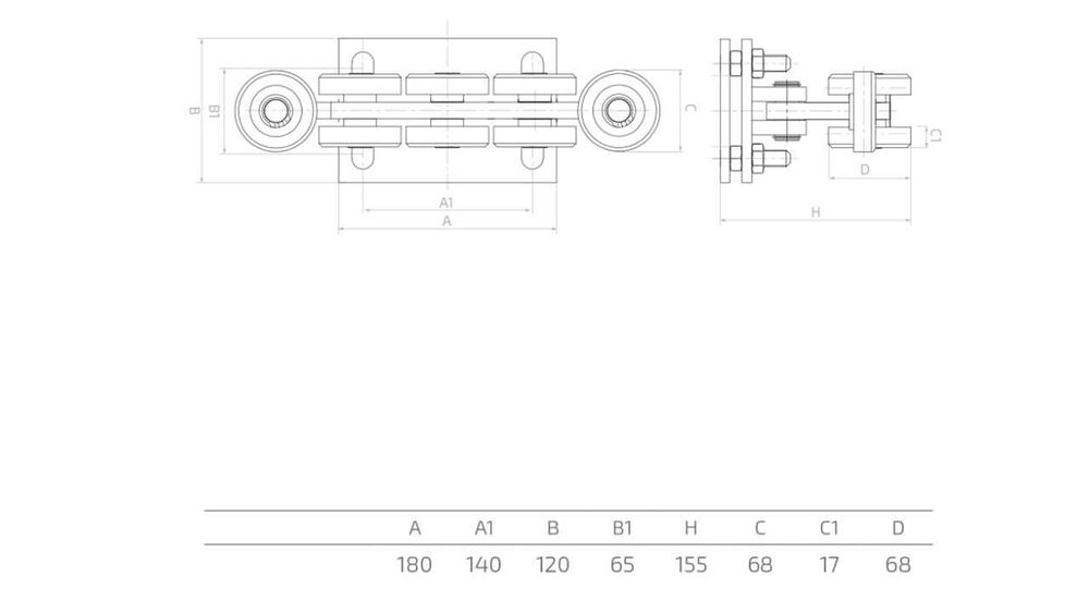 wózek jezdny wózki rolki do bramy przesuwnej 8 rolek do szyny 80