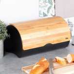 Chlebak stalowy drewniany czarny 38x24x20 cm