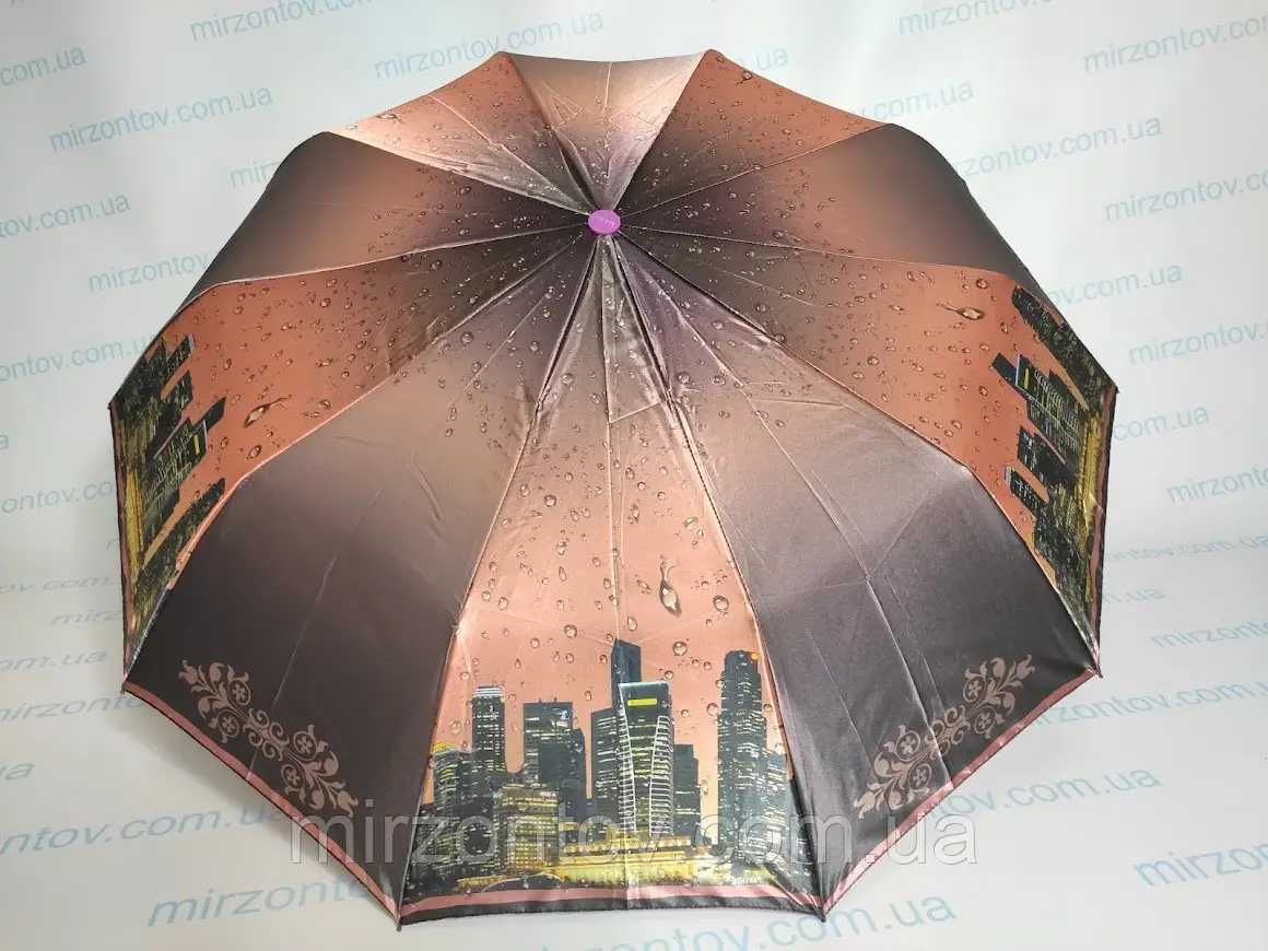 Зонт жіночий напівавтомат з містом на 10 спиць