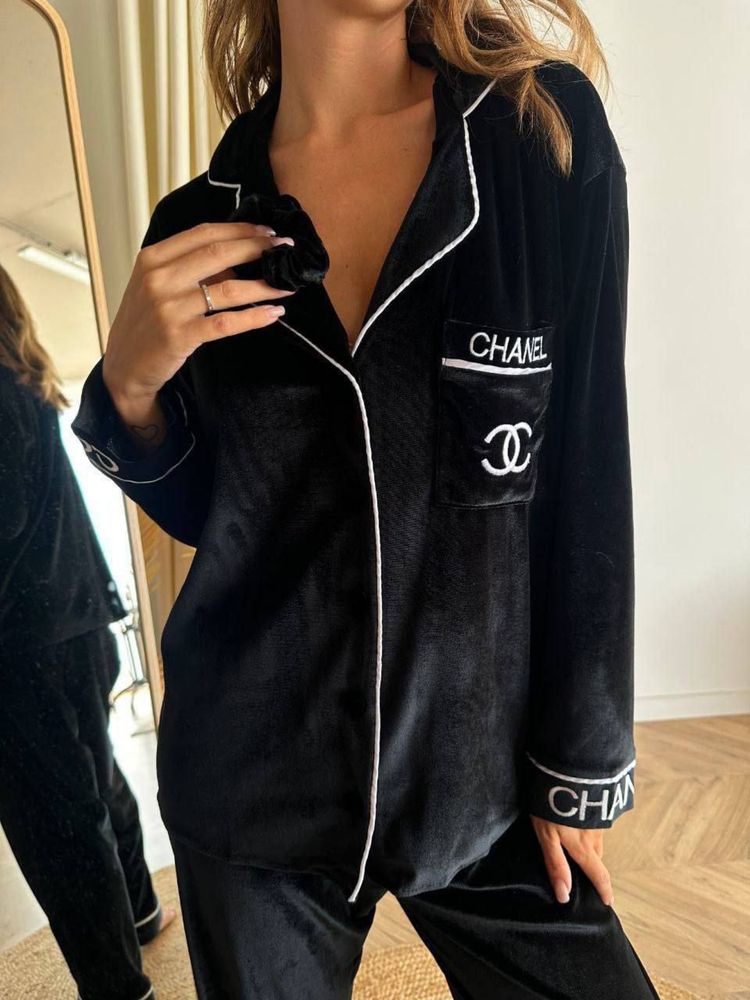 PREMIUM LUXE CHANEL| Женская пижама Chanel| S-XL|черный| качество-LUX