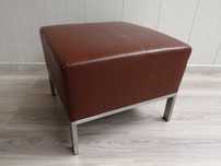 pufa skórzana bordo skóra podnóżek 58x57x44 INOX