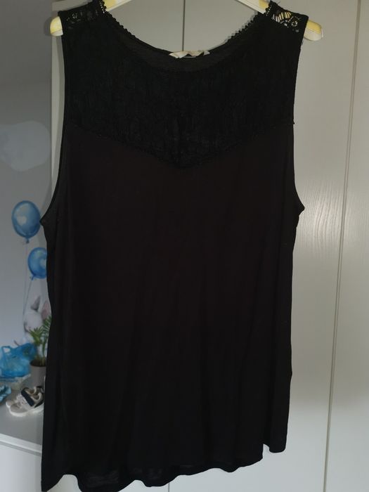 Czarna bluzka z koronką H&M 40 Wiskoza