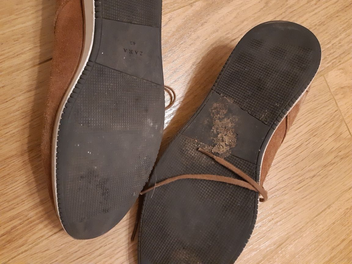 Brązowe męskie buty zamszowe Zara man 43 modny i solidny