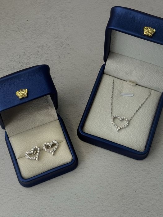 Срібні ережки 0,5ct з муасанітами, підвіска зі срібла 0,6ct, набір