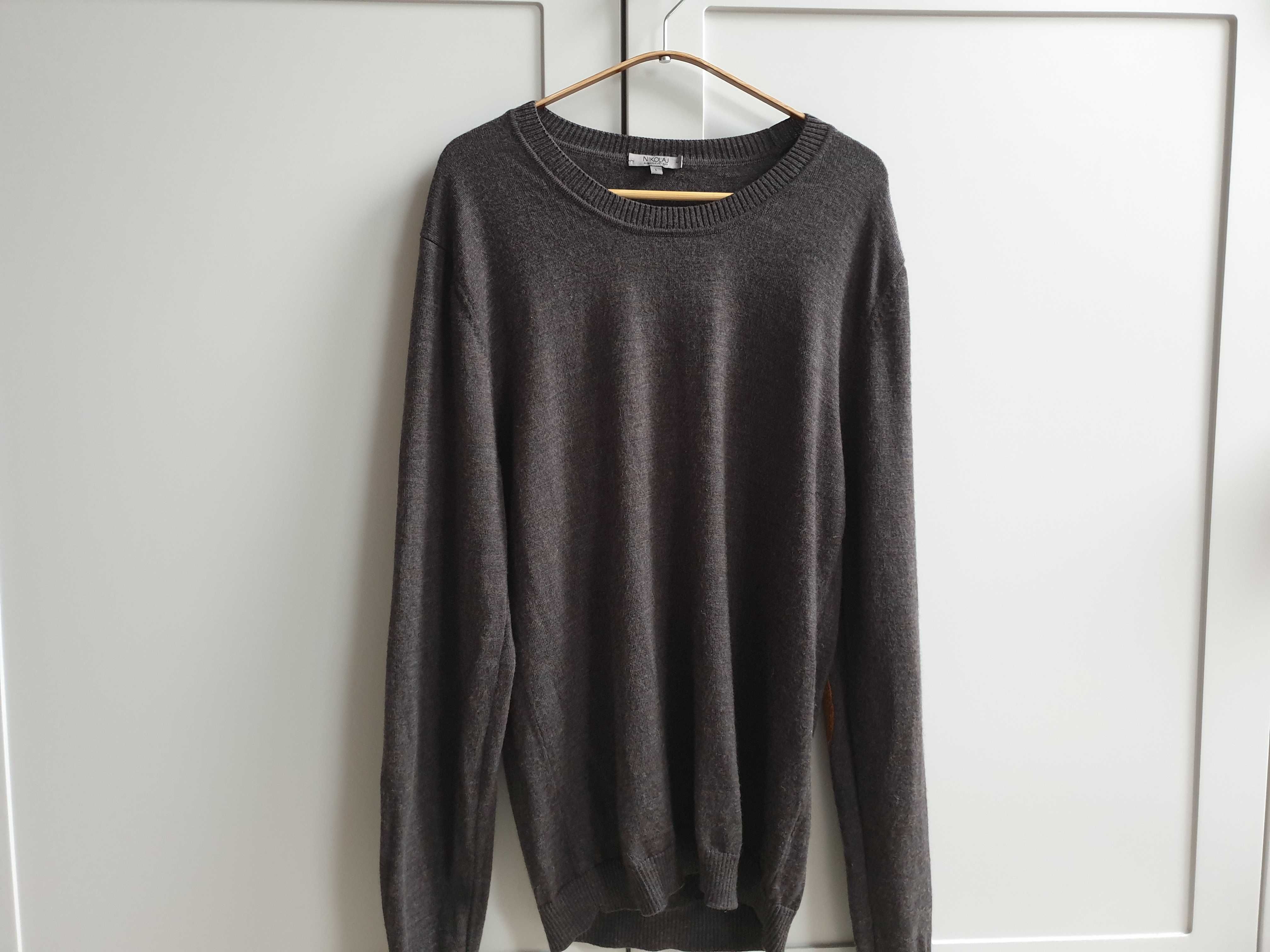Brązowy sweter męski wełniany merino Nikolaj L