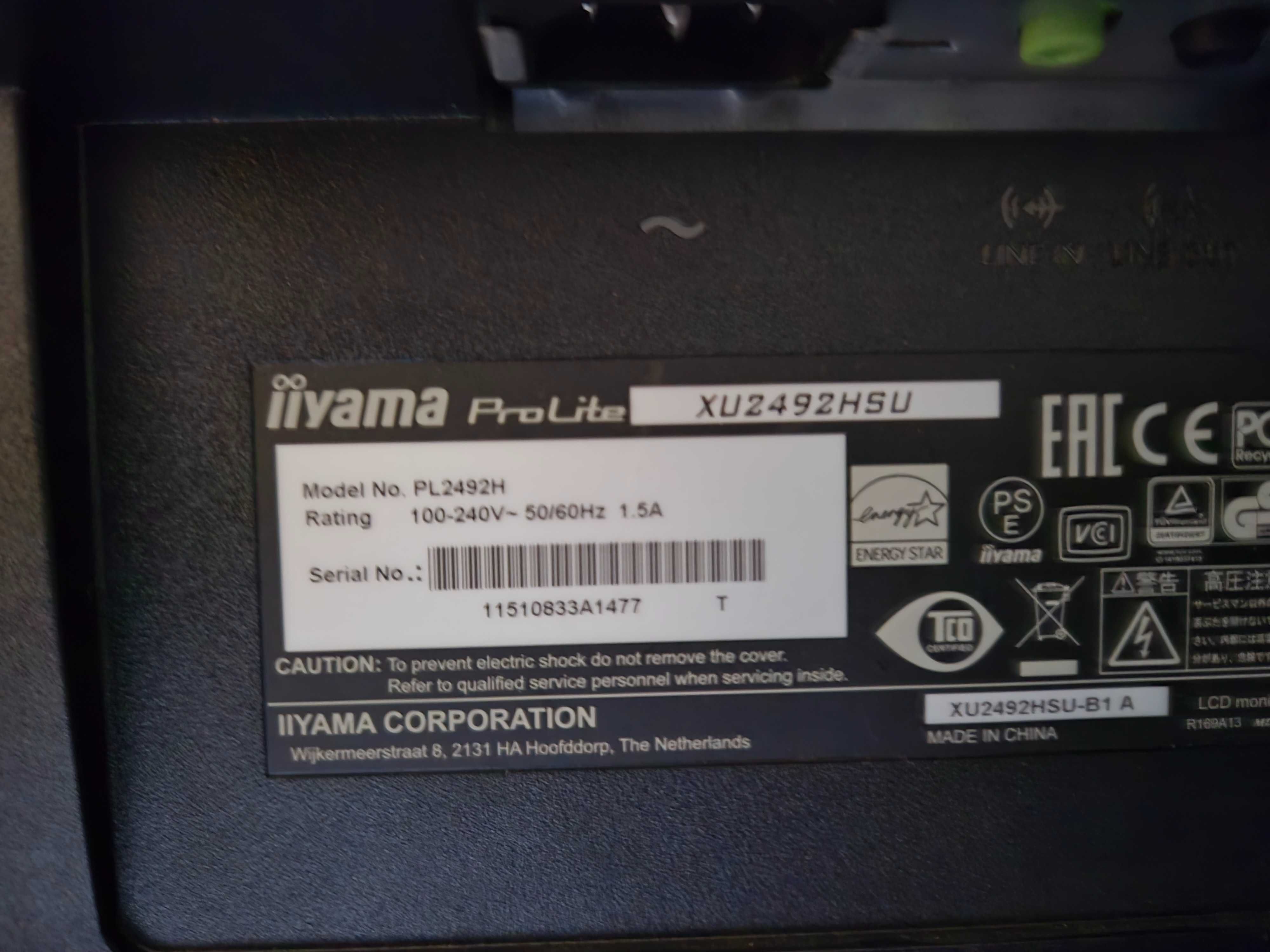 Monitor iiyama ProLite 24" (XU2492HSU) - Painel IPS /Full HD /HDMI /DP