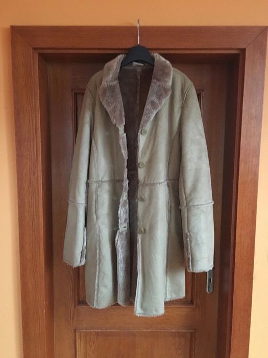 Kożuch sztuczne futro ze skóry ekologicznej miś rozmiar L