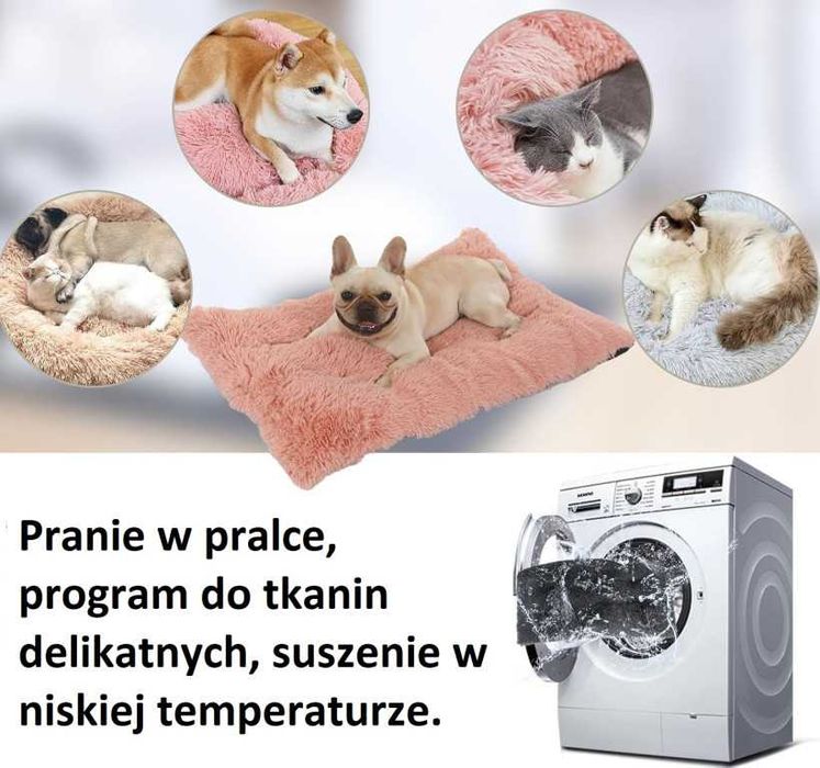 Różowe legowisko dla psa / kota, mata z antypoślizgowym spodem 80 x 55