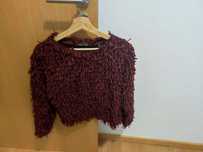 Camisola Bordeaux franjas Zara