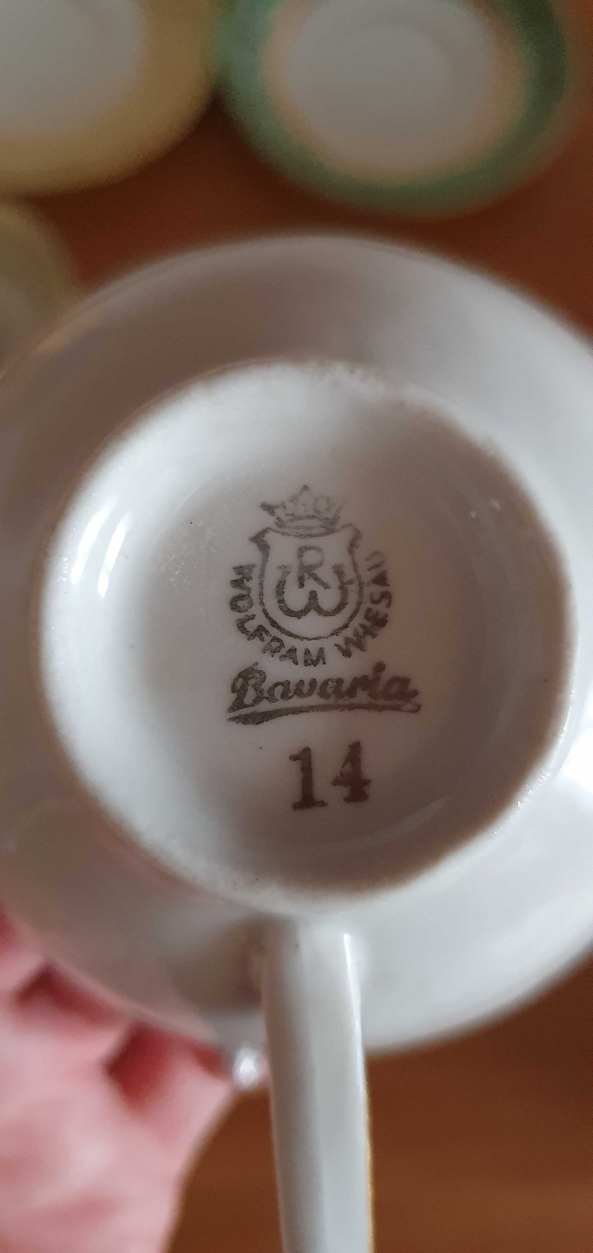 Porcelana Vintage filiżanki Bavaria Wolfram Wiesau 2 szt ze spodkami