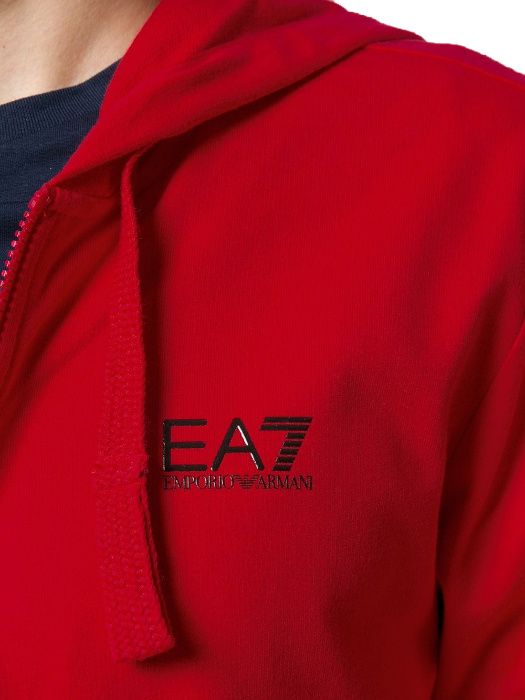 EMPORIO ARMANI EA7 markowa męska bluza z kapturem RACING RED