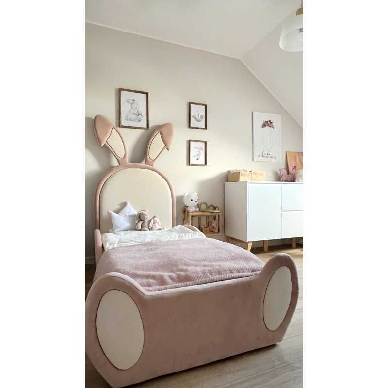 Łóżko dla dziecka KRÓLIK pojedyncze tapczan sofa króliczek róż! 90