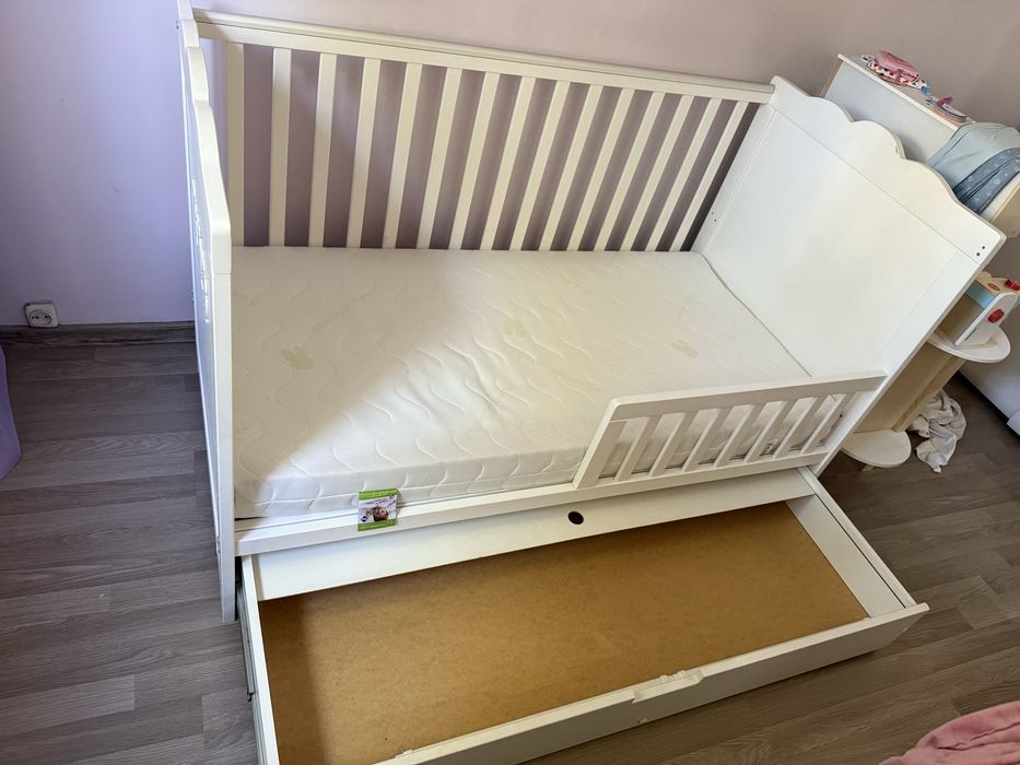 Łóżko dziecięce klupś 140x70 z szufladą i materacem