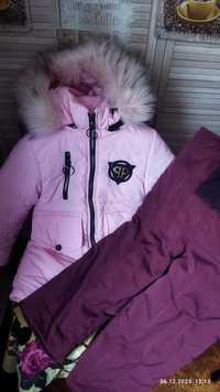 Зимний комбинезон курточка на девочку 3-4 года курточка зимняя пальто