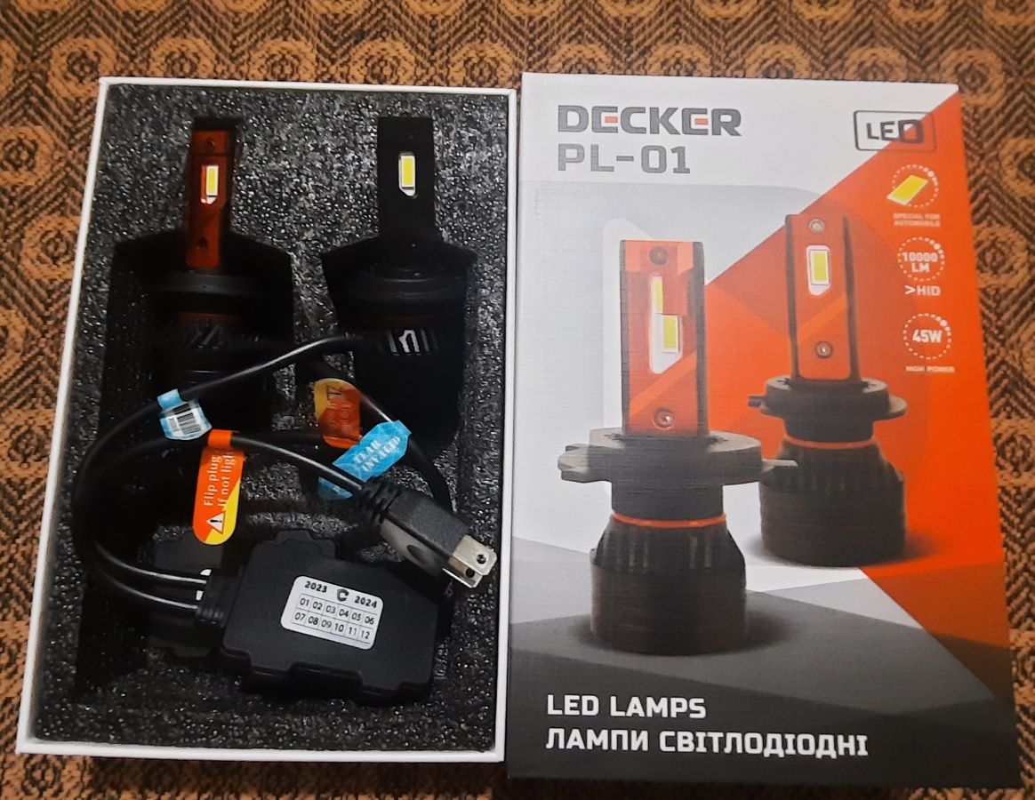 LED Лед Лампа DECKER PL-01 H7 Н1 Н11 Н4 Н15 НВ3 5000K 45W 10000LM