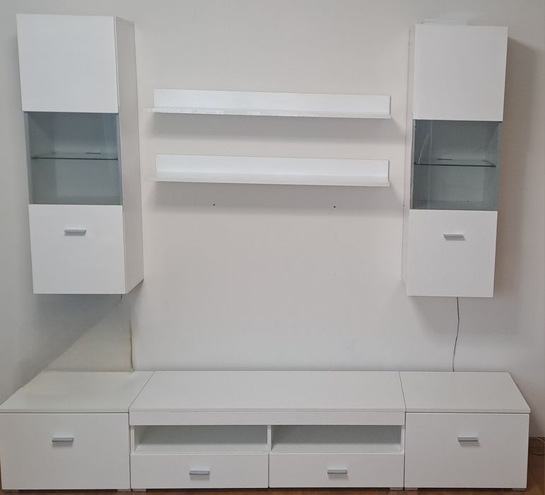 Zestaw mebli do salonu pokoju biały połysk