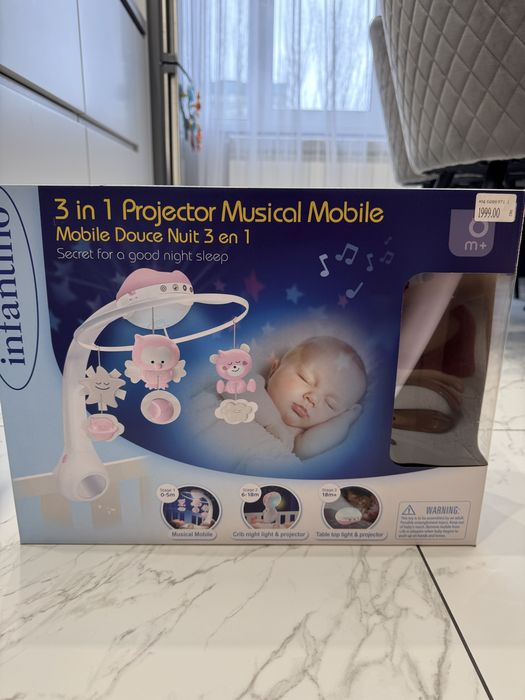 Музичний мобіль Infantino 3 в 1 із проектором рожевий