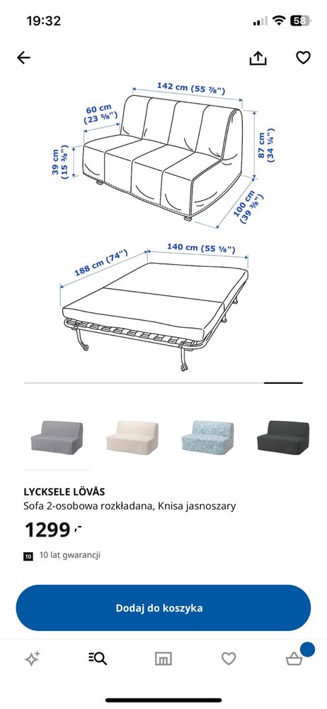 Sofa rozkładana Ikea Lycksele Lovas