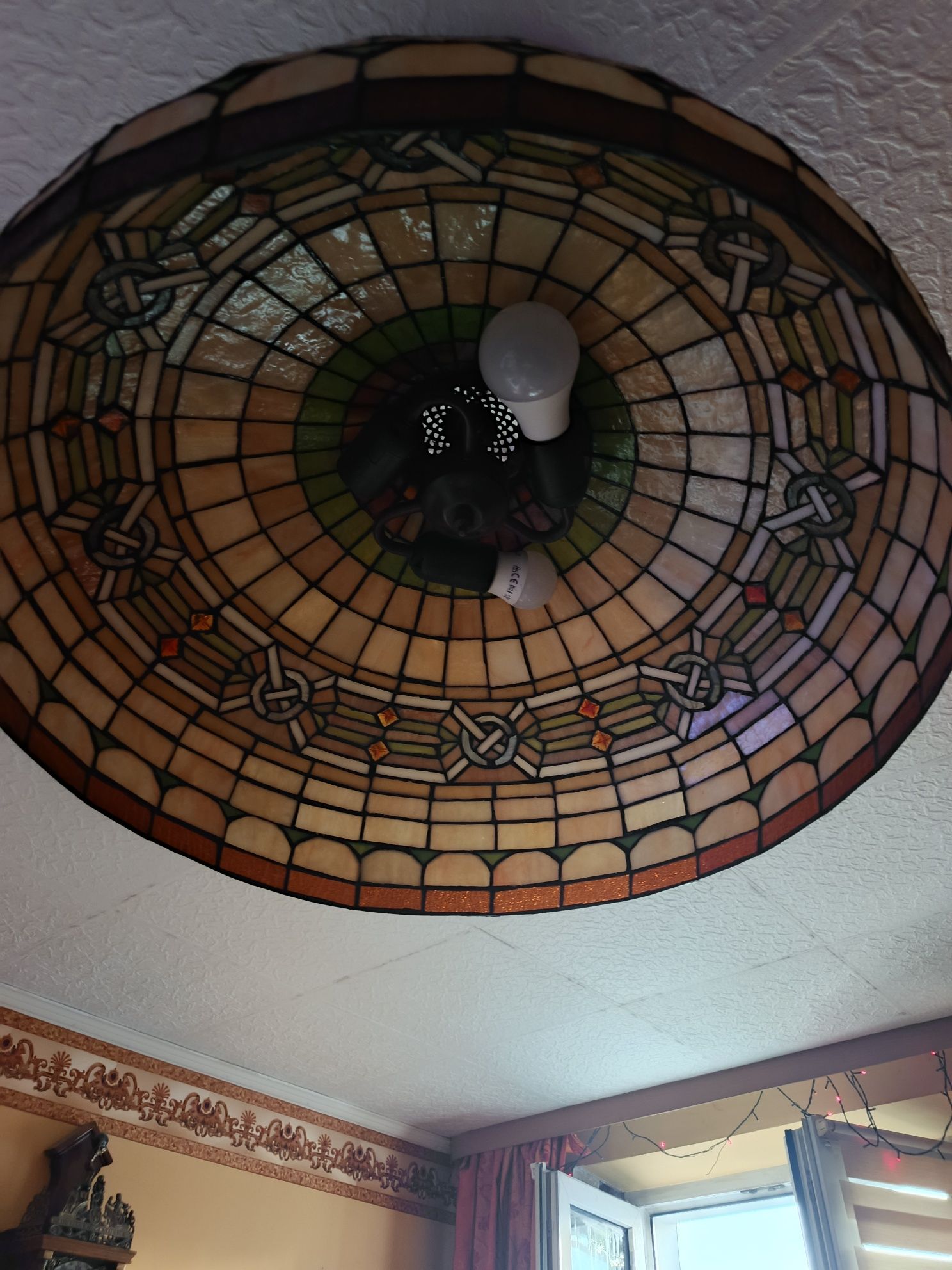Lampa sufitowa wisząca witrażowa Tiffany duża