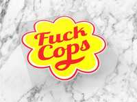 Naklejka FXCK COPS 6 x 6 cm chupa chups copaze