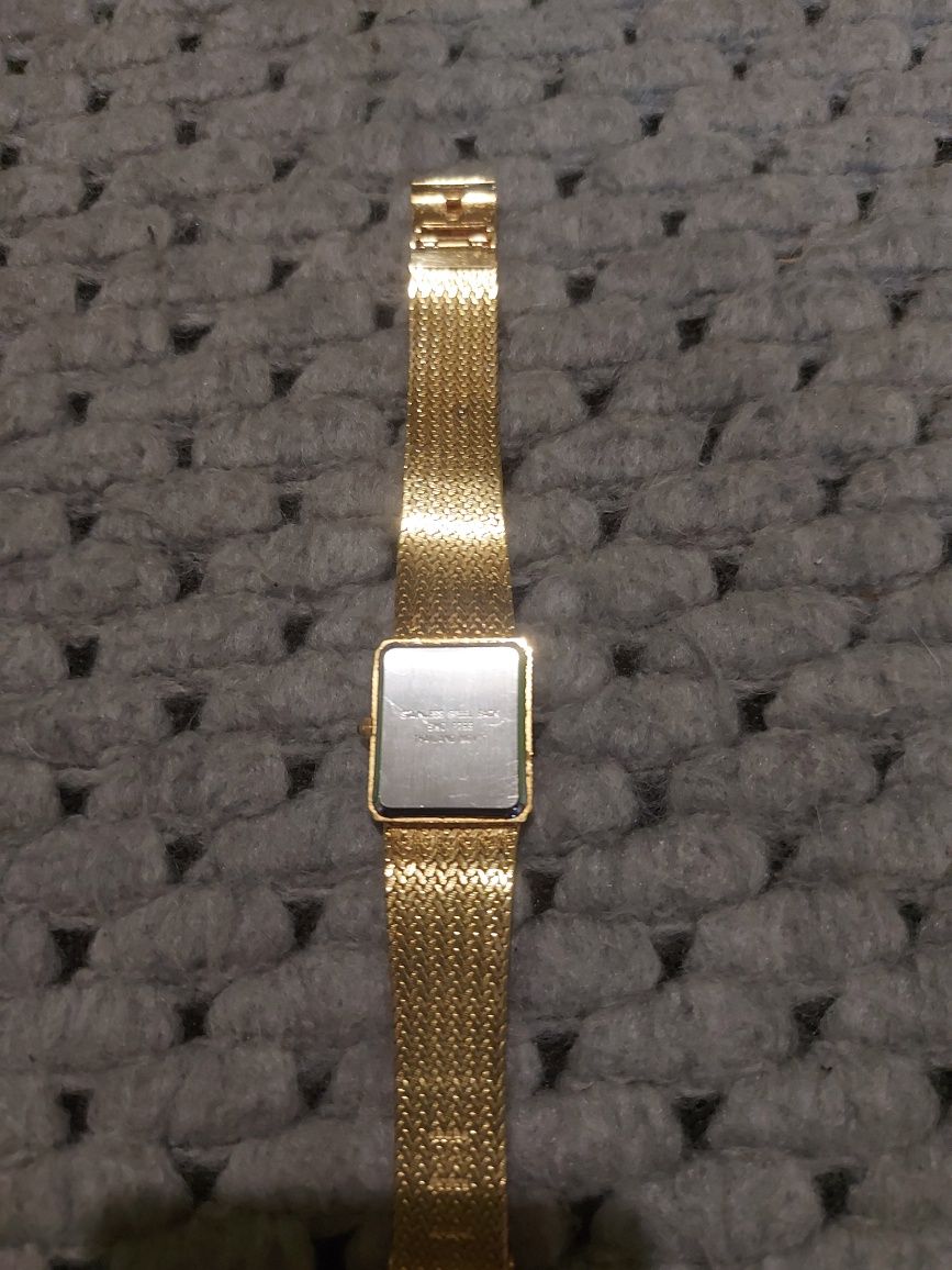 Xavier Ladies Quartz Gold Tone Black Face With Diamonds Wrist Watch