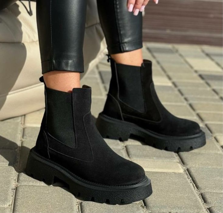 Челсі жіночі з натуральноі шкіри / замші зима Ботинки