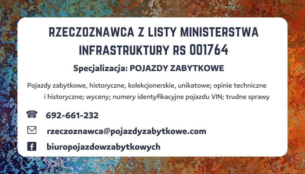 Żółte tablice Rzeczoznawca pojazd zabytkowy historyczny biała karta