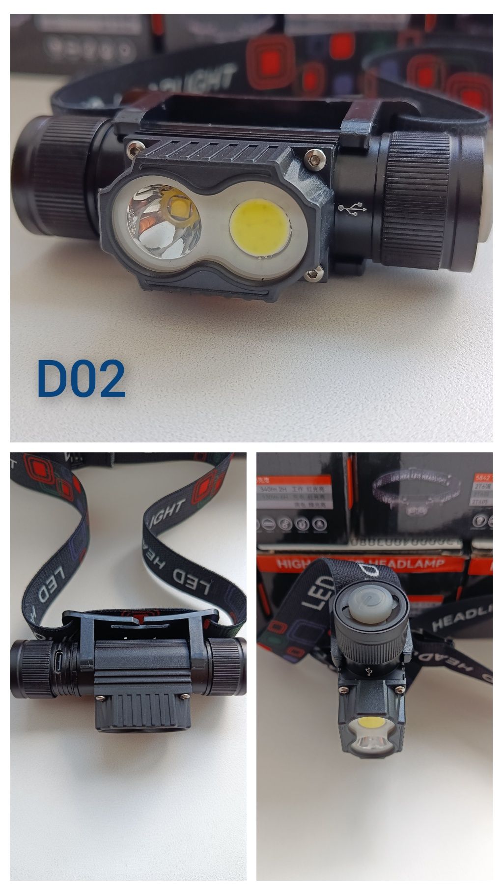 Фонарь налобный Boruit D10 D20 D25 type-c XML2 Новый! Оригинал! Ліхтар