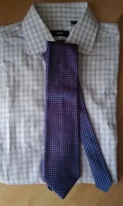 Koszula męska bawełniana w kratę Hugo Boss z USA, nowa L