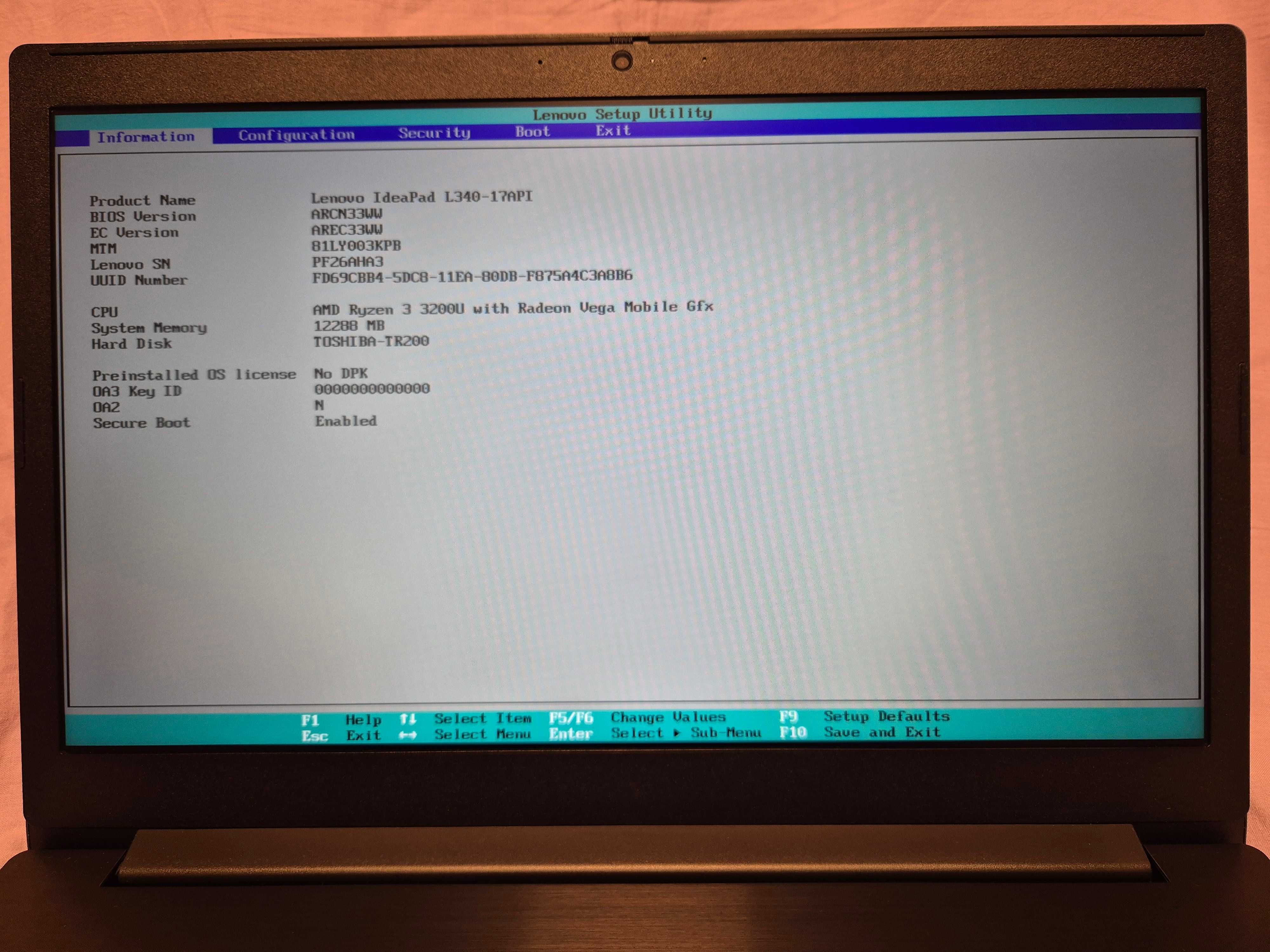 Lenovo L340 Ryzen 3 3200U 12GB 480GB Radeon Vega Mobile GFX 17' FullHD