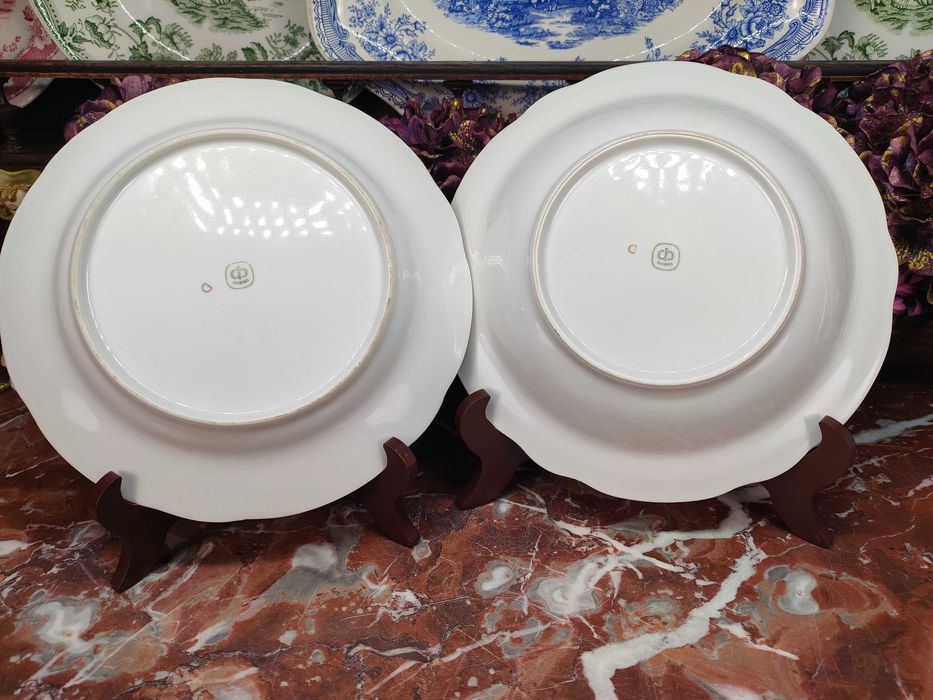 Złocone talerze obiadowe płaskie oraz głębokie - 8 + 9 sztuk - Colditz