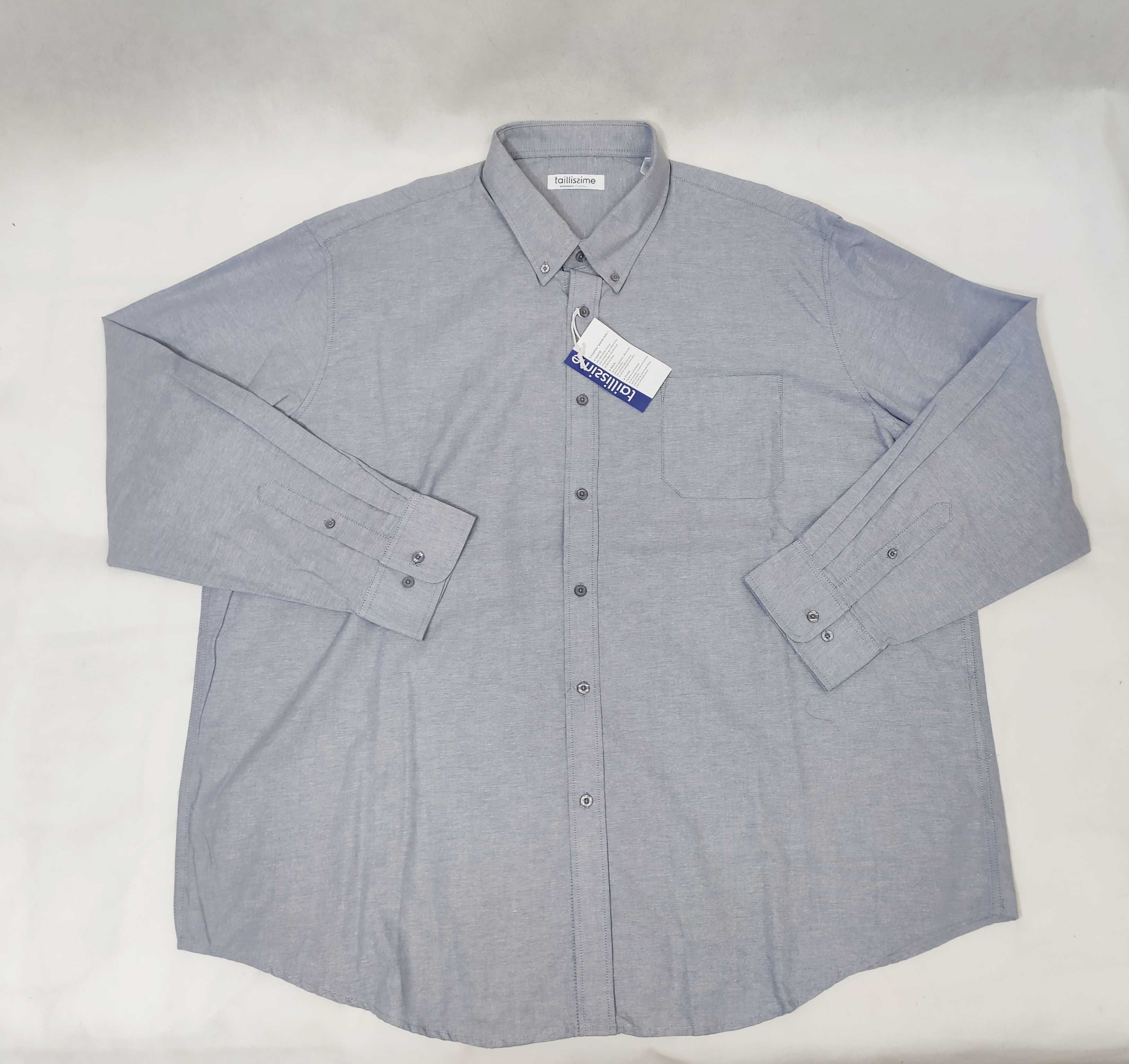 Koszula męska bawełniana szara PLUS SIZE 47/48 3XL MK0050 TAILLISSIME