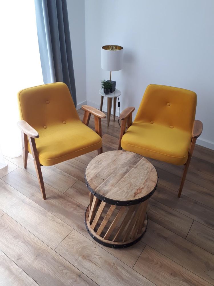 Fotele PRL, projekt Chierowski 366, vintage, loft