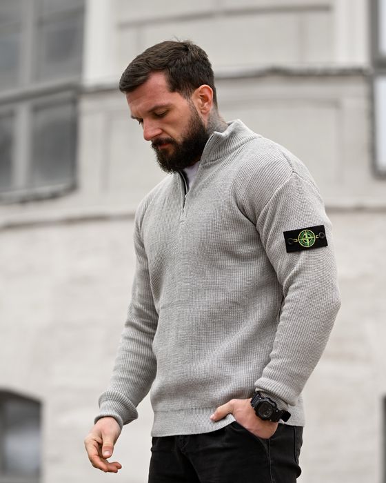 чоловічий светр stone island чорний сірий олива/чоловічий светр на зіп