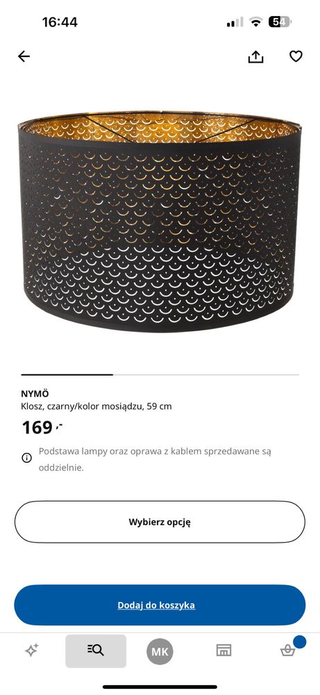 Komplet  klosz, abażur. 2 szt srednica 59cm i 44cm ikea nymö