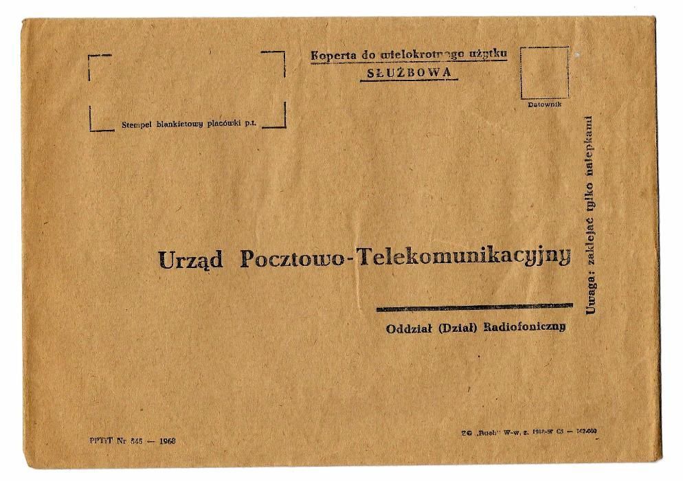 Koperta służbowa Urzędu Pocztowo-Telekomunikacyjnego, czysta, 1968 r.