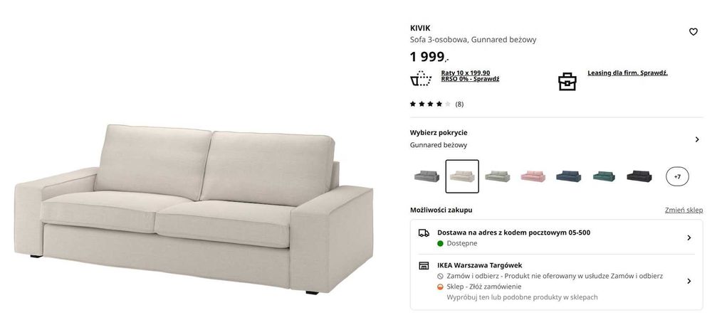 KIVIK Sofa 3-osobowa, Gunnared beżowy