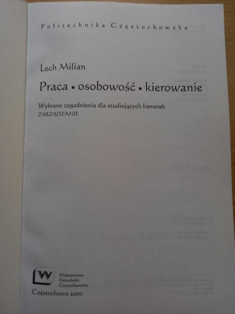 Praca osobowość kierowanie - Lech Milian
