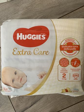 Памперс Huggies Extra Care 2 ,3-6 кг, 24 шт в пачке