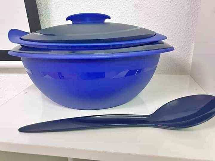 Terrina Azul com Colher Tupperware - Super Preço