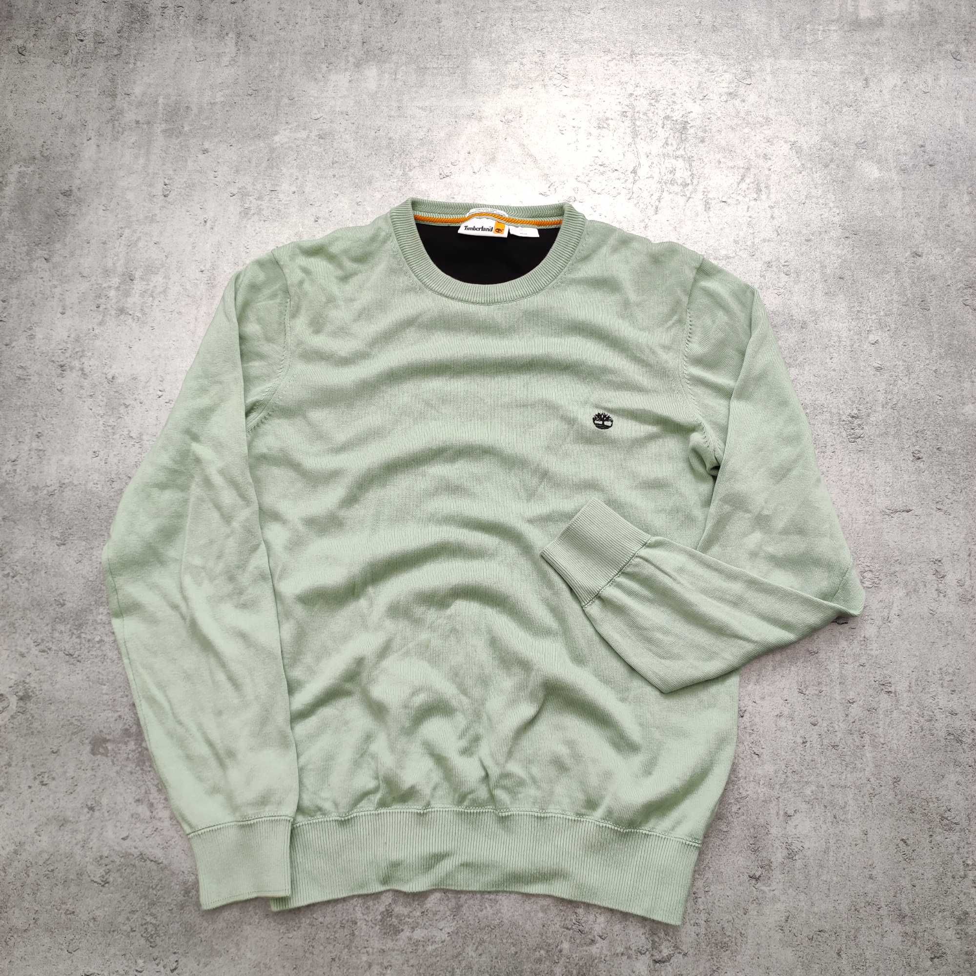 MĘSKI Elegancki PREMIUM Sweter Mięta Bawełna Timberland Haft Logo