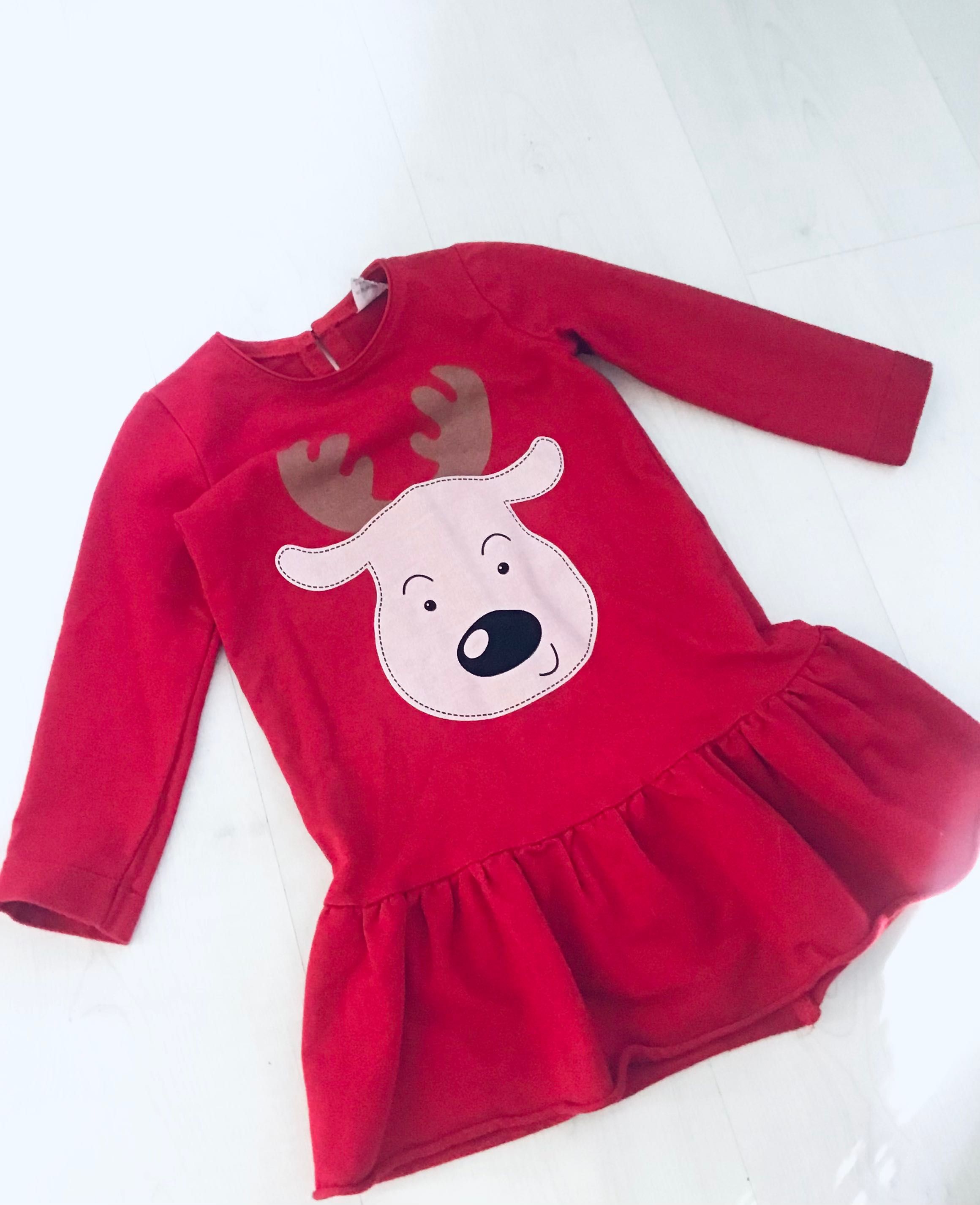 Świąteczna sukienka czerwona renifer Style Kids 98