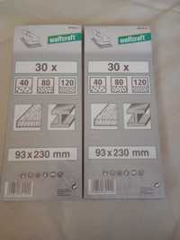 Papier szlifierski 93x230 mm Wolfcraft - gr. 40/80/120 [60 szt.,)