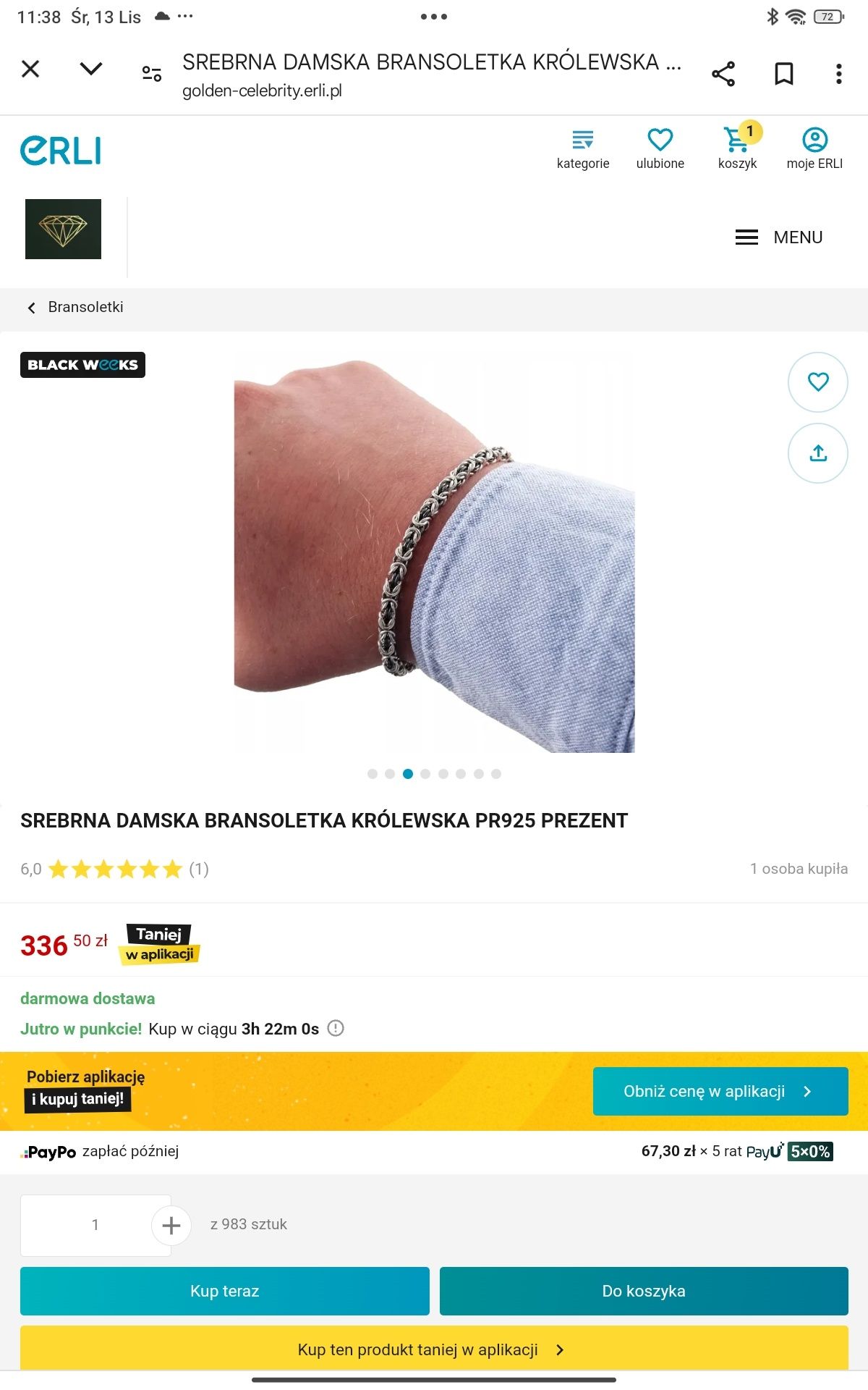 Bransoletka srebrna Apart Yes W.Kruk Swarovski Boho