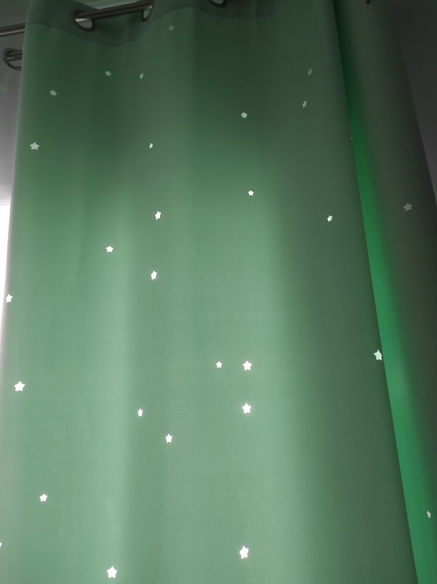 Cortinados estrela verde água