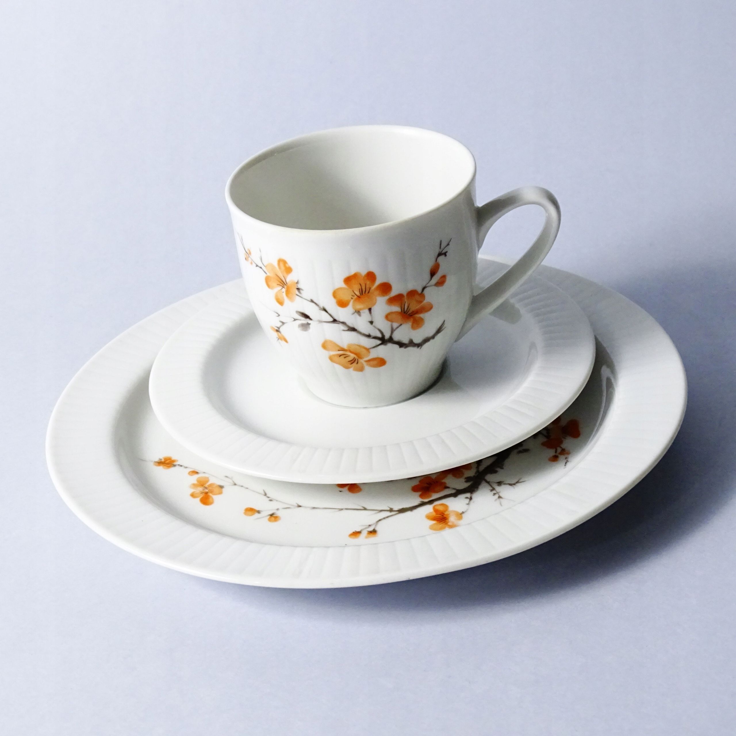 lata 60/70 filiżanka porcelanowa czerwone kwiaty na gałązce scherzer