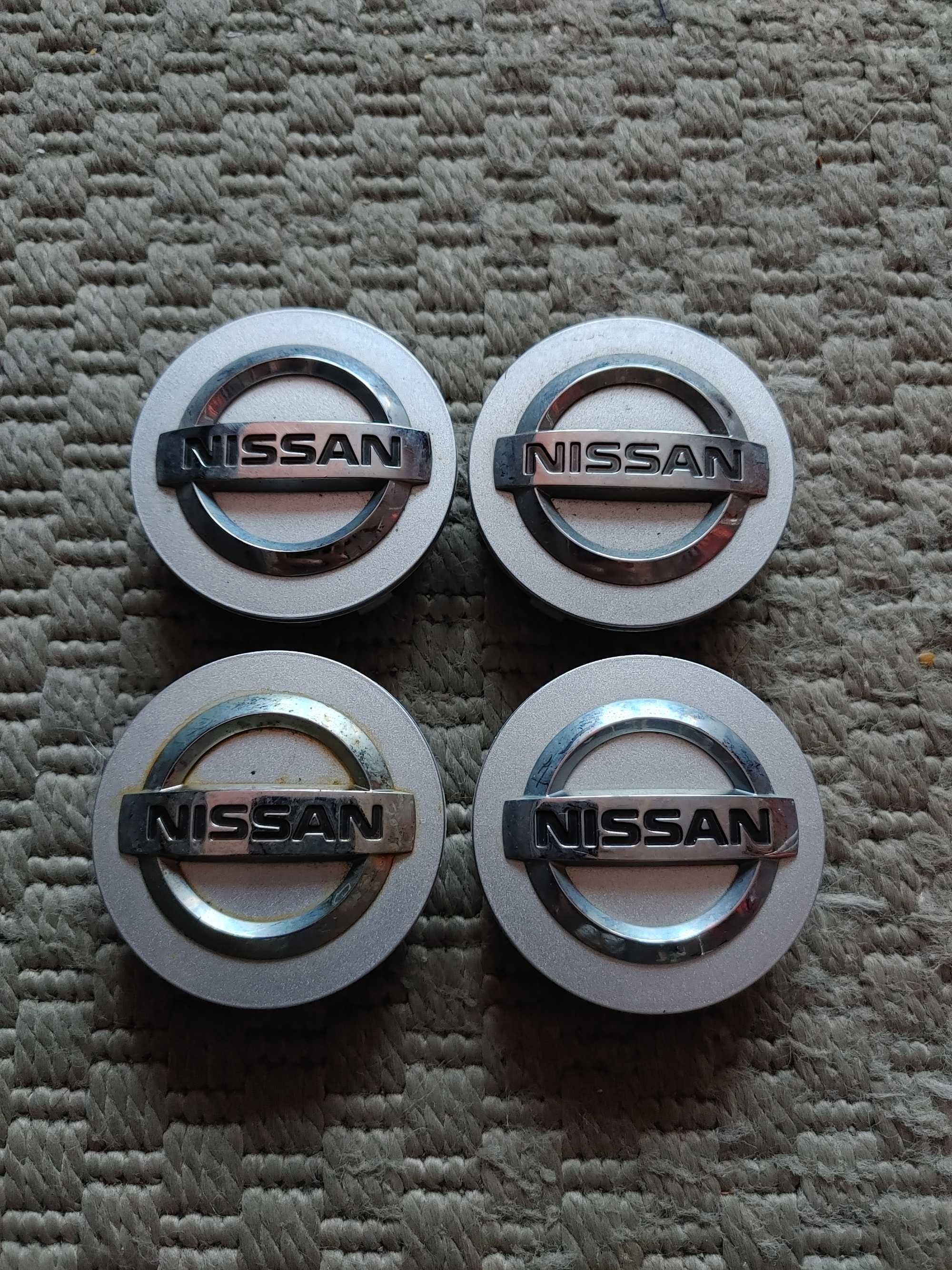 Dekielki alufelgi Nissan 54mm x 50mm oryginał srebrne chrom komplet