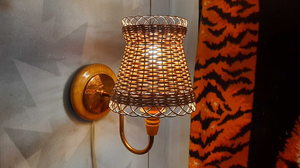 Светильник бра СССР ретро винтаж абажур натуральная лоза хендмейд