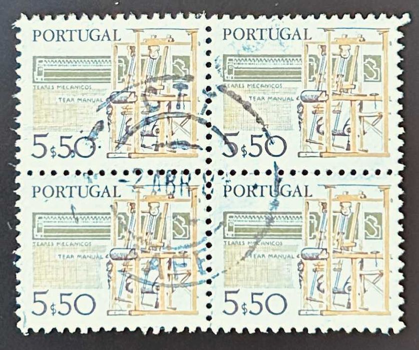 Quadra de selos usados de 5$50 - Instrumentos de trabalho - 1980