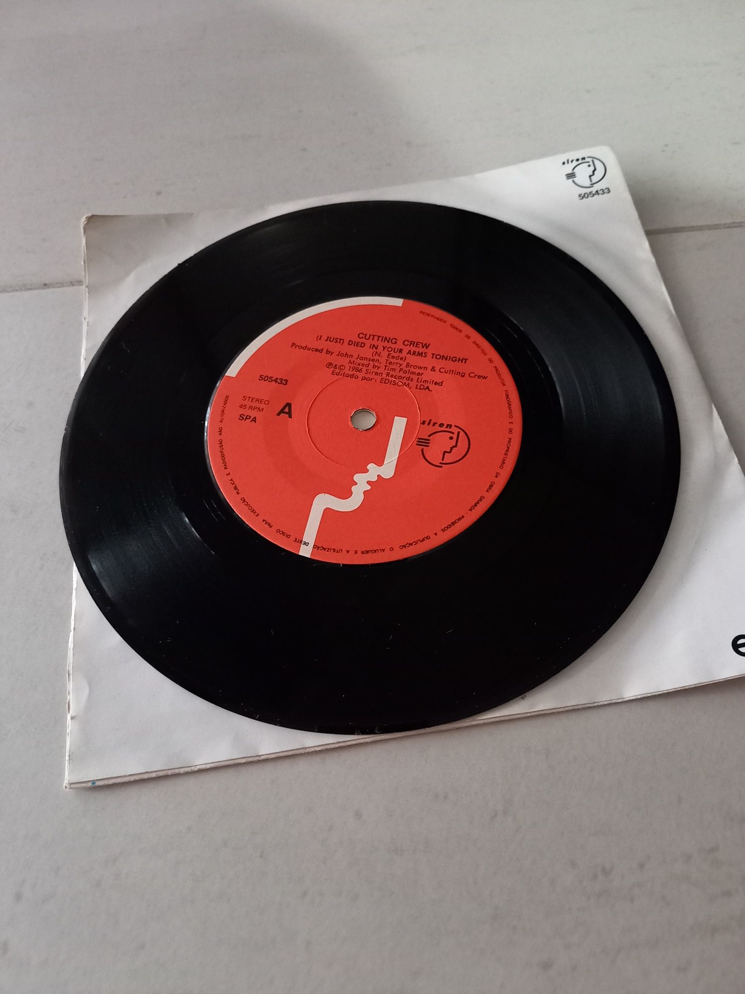 Disco single de vinil Cutting Crew 1986